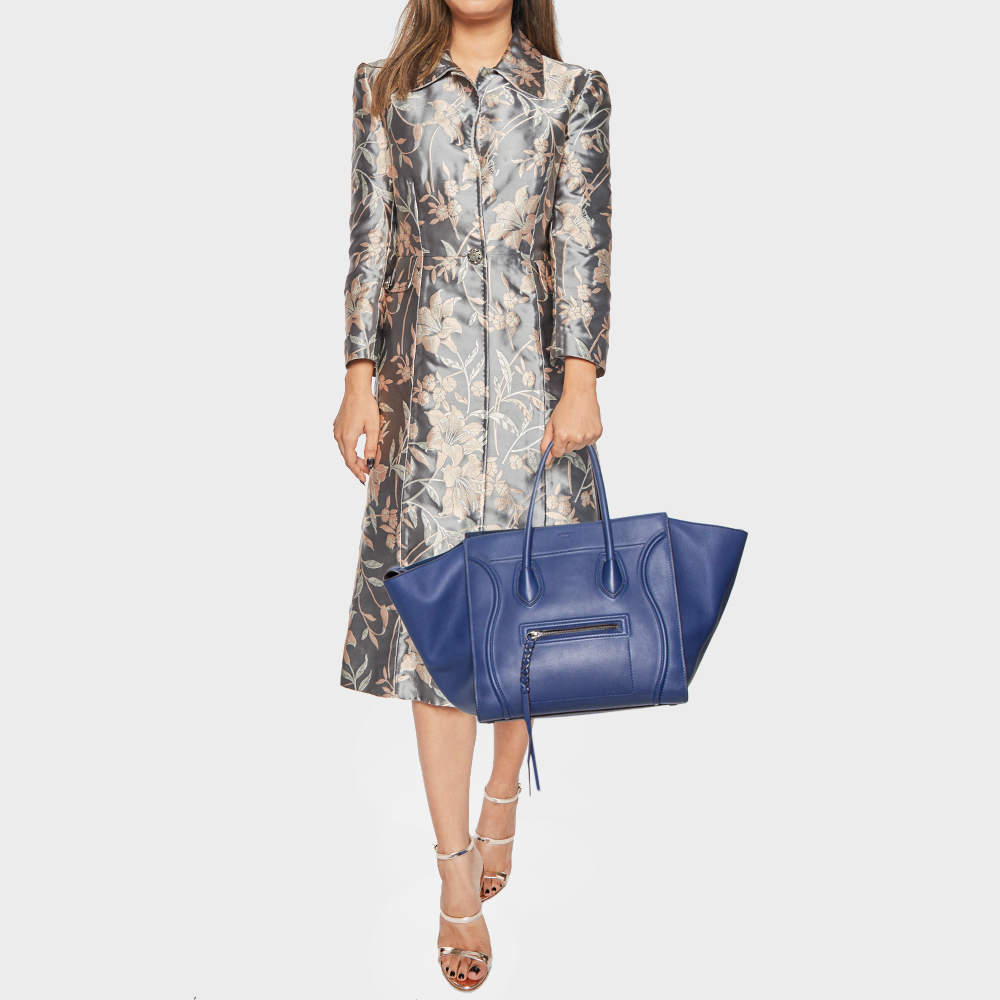CÉLINE NAVY BLUE LEATHER PHANTOM LUGGAGE TOTE BAG