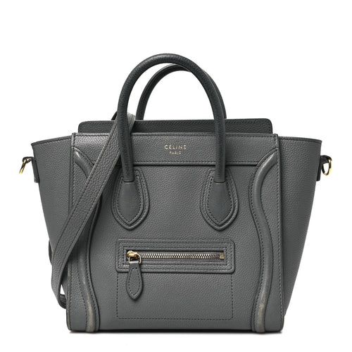 CÉLINE DRUMMED CALFSKIN LEATHER NANO LUGGAGE SHOPPER BAG