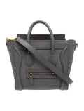 CÉLINE DRUMMED CALFSKIN LEATHER NANO LUGGAGE SHOPPER BAG