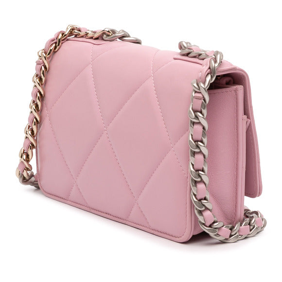 CHANEL 19 QUILTED LAMBSKIN WALLET ON CHAIN
