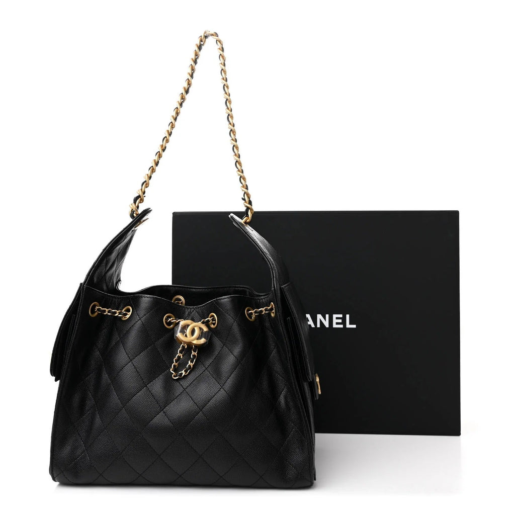 CHANEL 25 CAVIAR QUILTED CALFSKIN LEATHER SMALL HOBO BAG