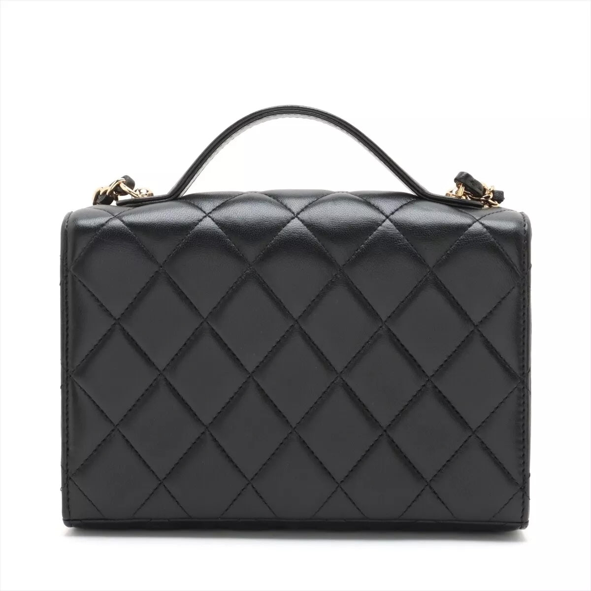 CHANEL CC LAMBSKIN QUILTED  GOLDEN PLATE MINI FLAP BAG