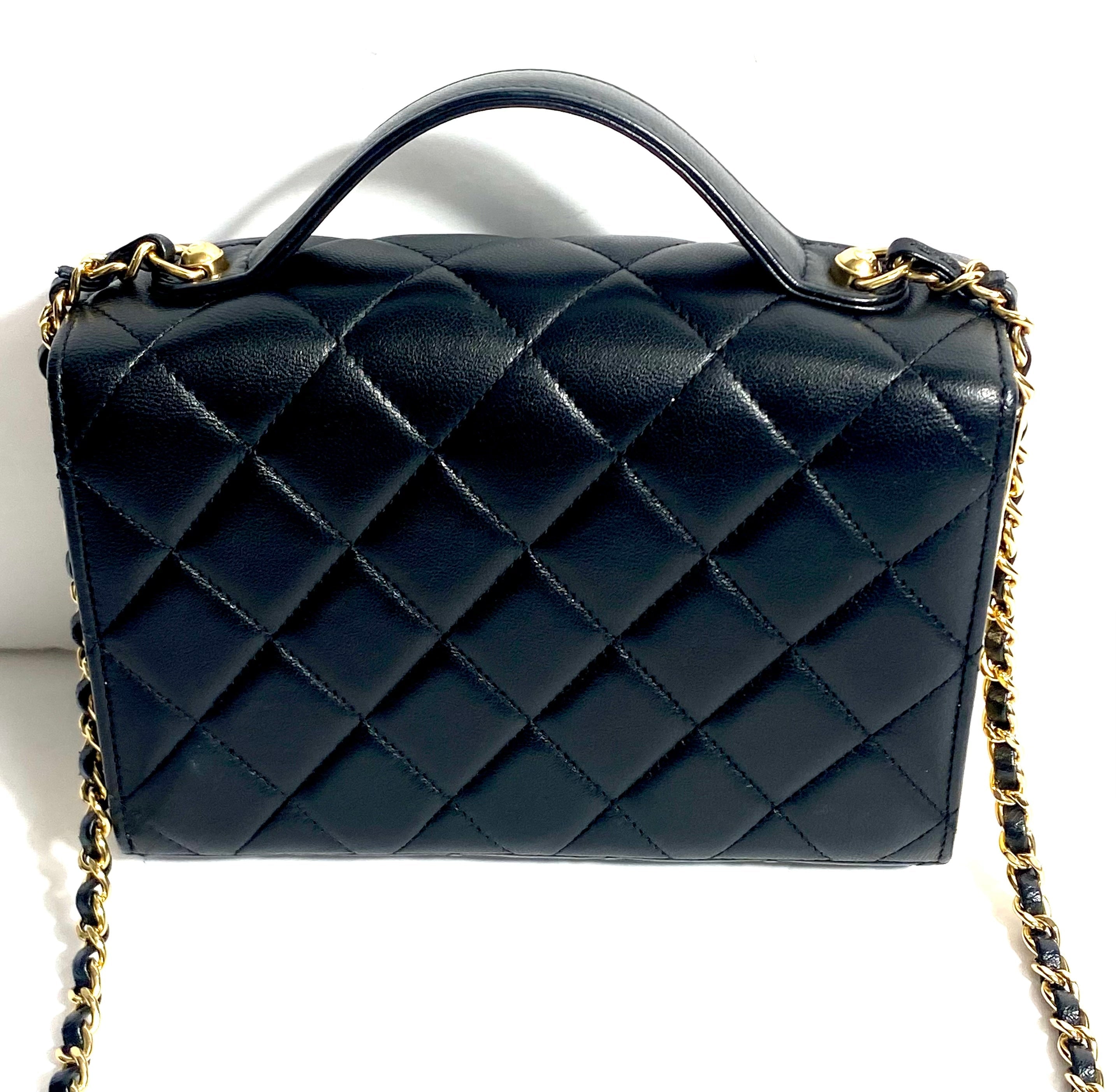 CHANEL CC LAMBSKIN QUILTED  GOLDEN PLATE MINI FLAP BAG