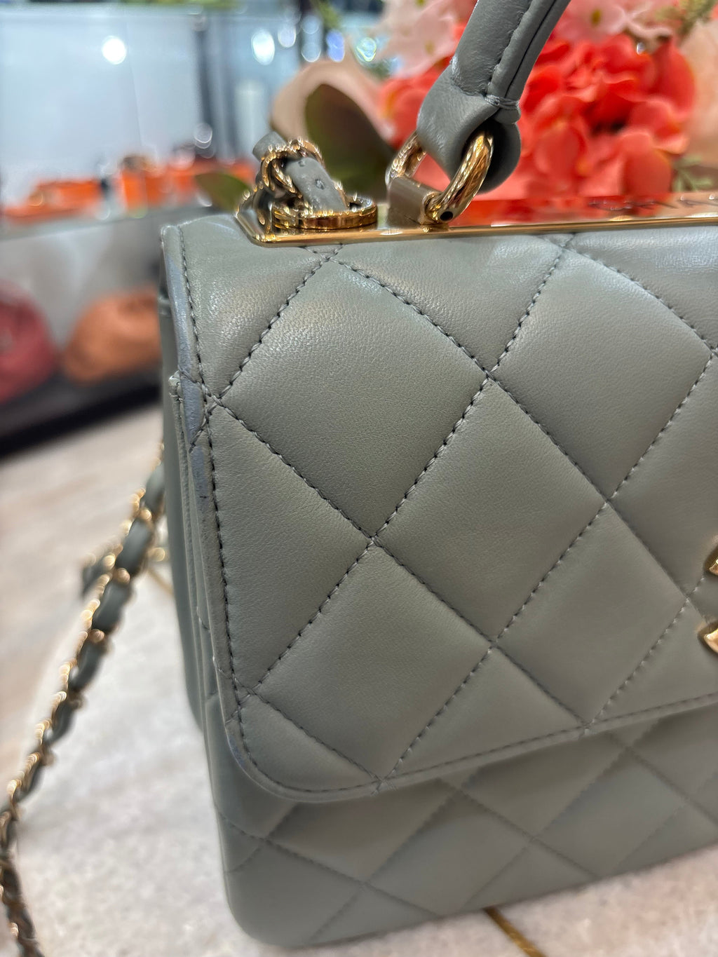 CHANEL QUILTED LAMBSKIN MEDIUM TRENDY CC TOP HANDLE FLAP BAG