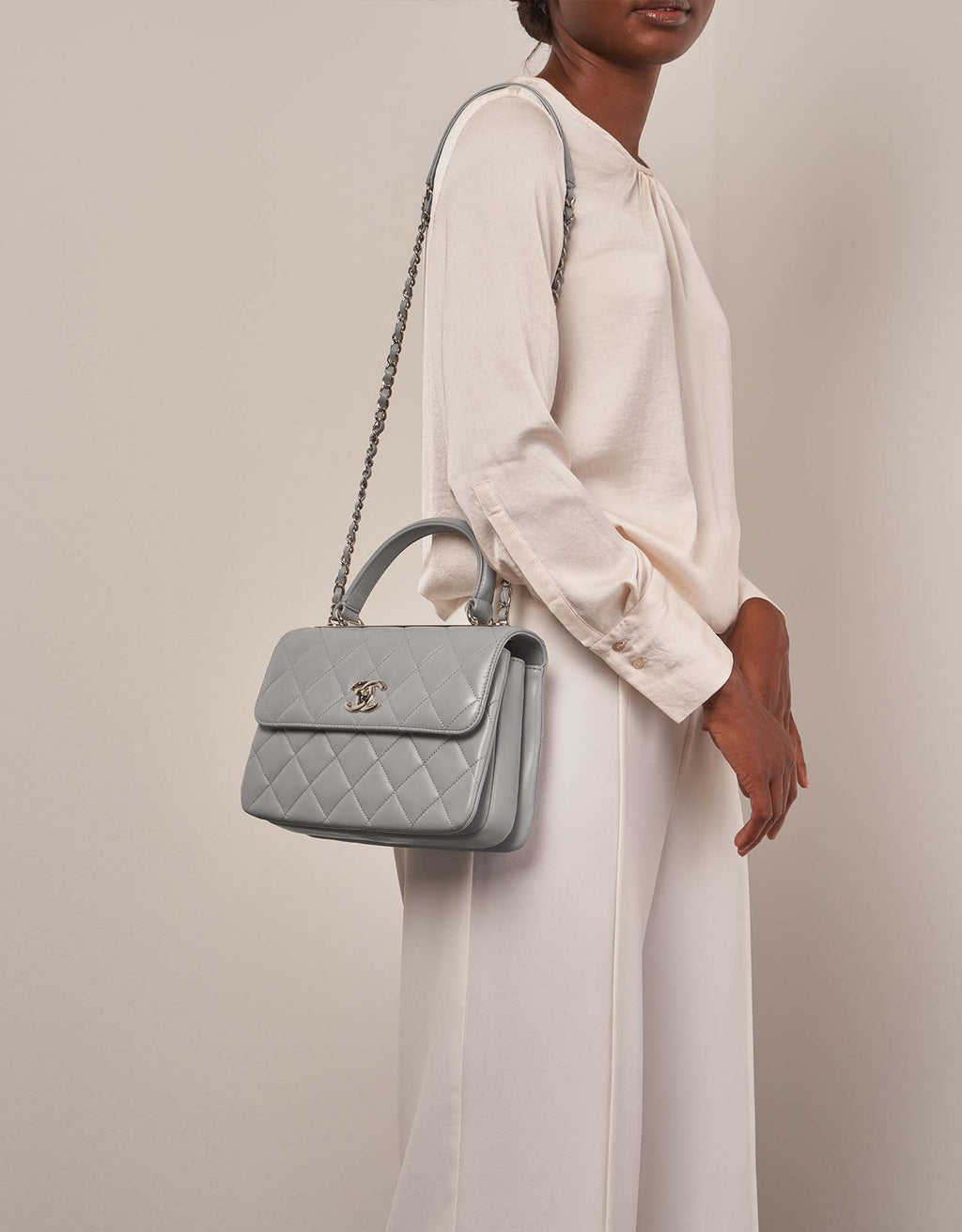 CHANEL QUILTED LAMBSKIN MEDIUM TRENDY CC TOP HANDLE FLAP BAG