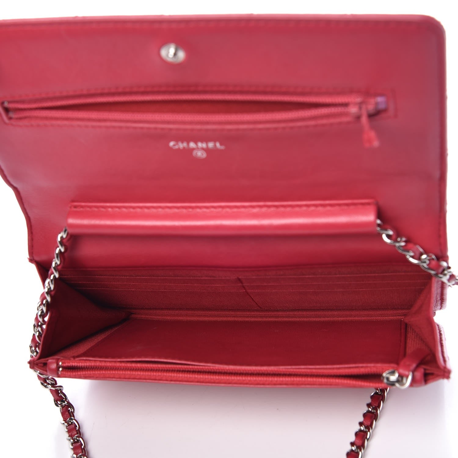 CHANEL CALFSKIN DIAMOND STITCH WALLET ON A CHAIN