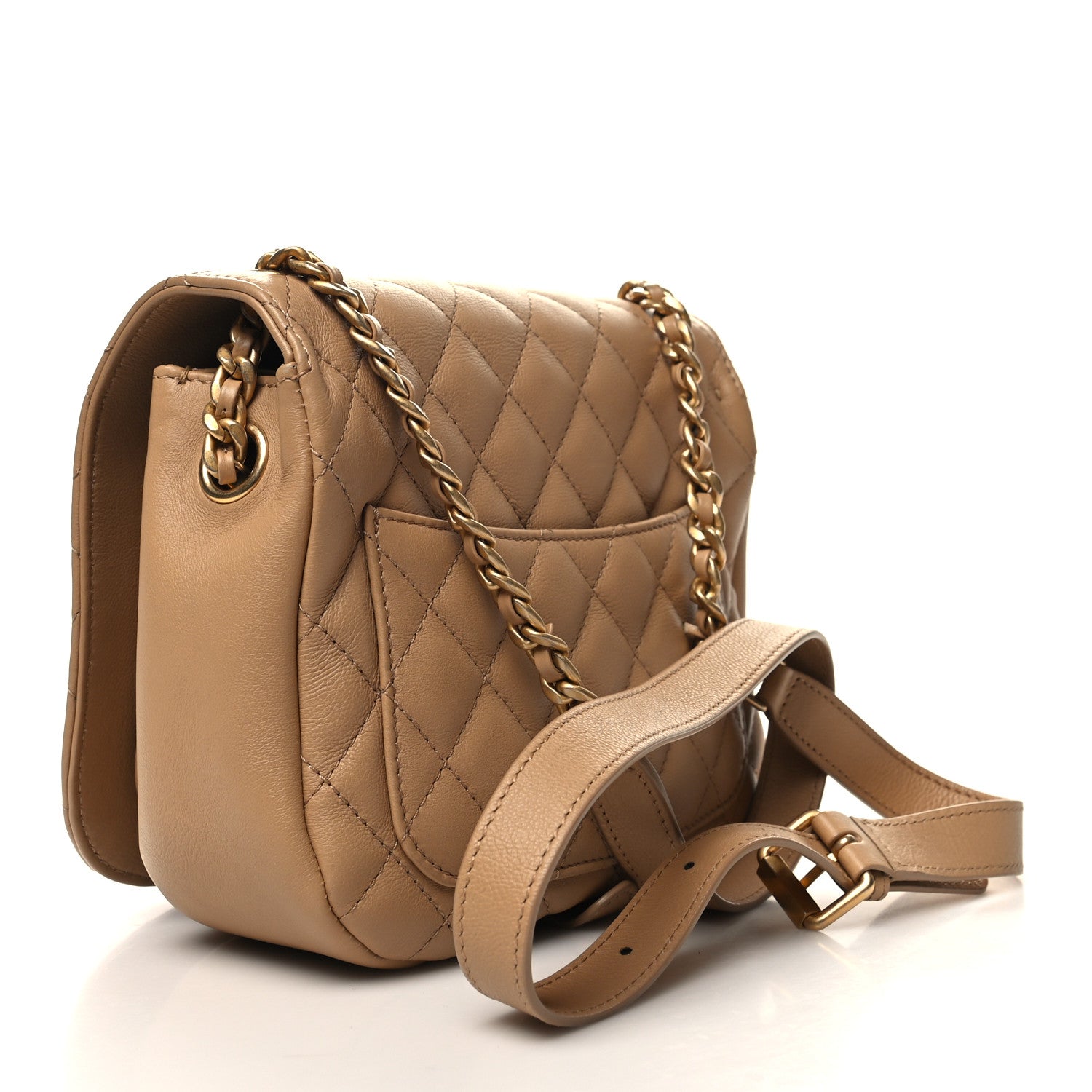 CHANEL CALFSKIN LEATHER QUILTED MESSENGER FLAP BAG
