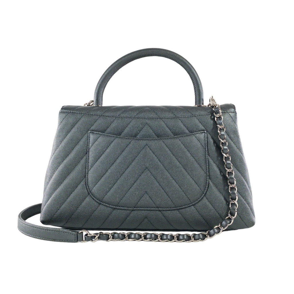 CHANEL CAVIAR METALLIC GRAPHITE MEDIUM COCO HANDBAG