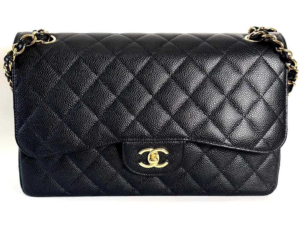 CHANEL CLASSIC CAVIAR QUILTED DOUBLE FLAP LARGE BAG