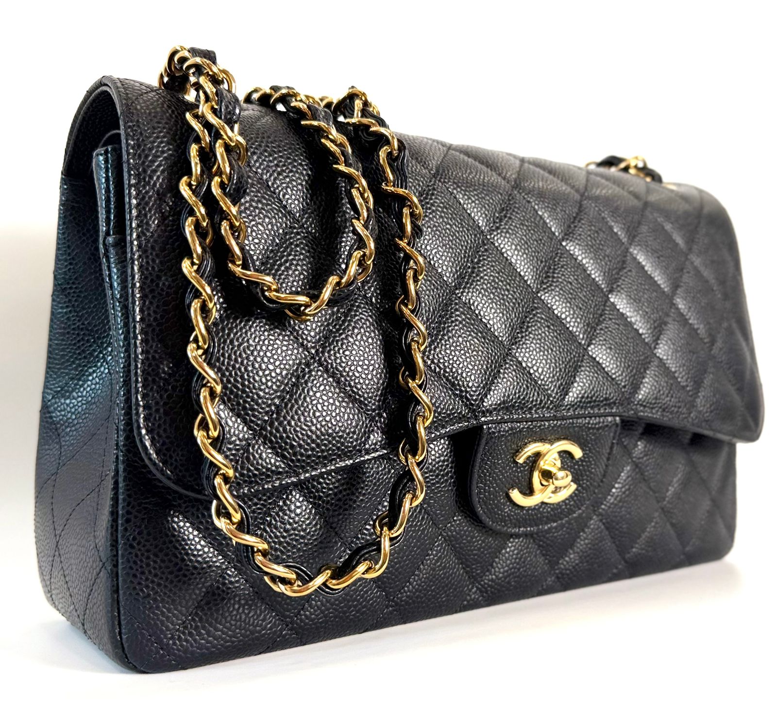 CHANEL CLASSIC CAVIAR QUILTED DOUBLE FLAP LARGE BAG