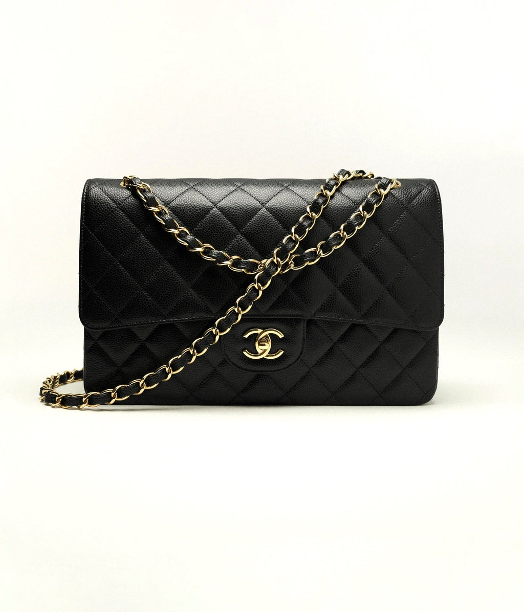 CHANEL CLASSIC CAVIAR QUILTED DOUBLE FLAP LARGE BAG