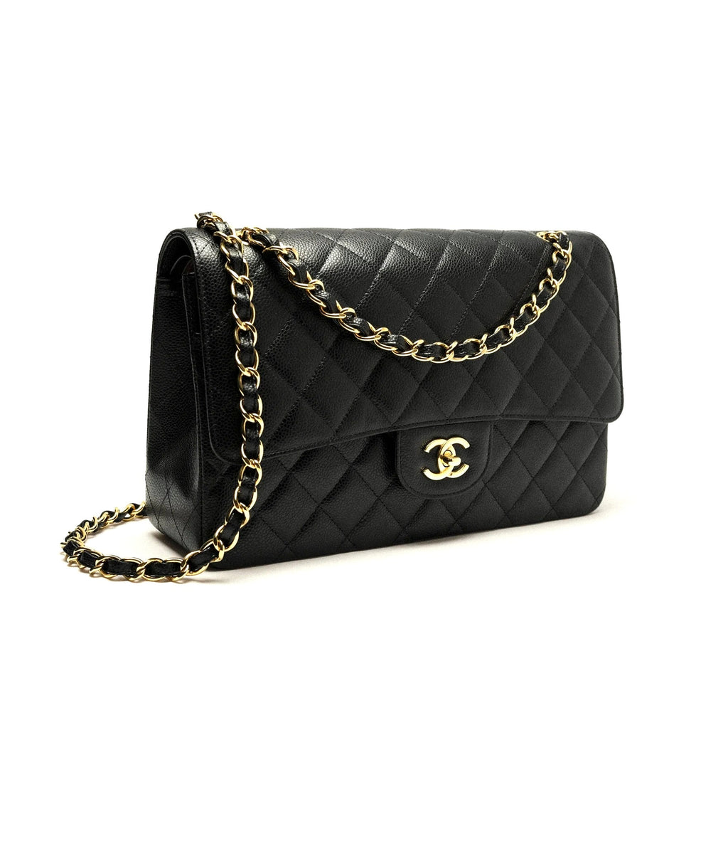 CHANEL CLASSIC CAVIAR QUILTED DOUBLE FLAP LARGE BAG