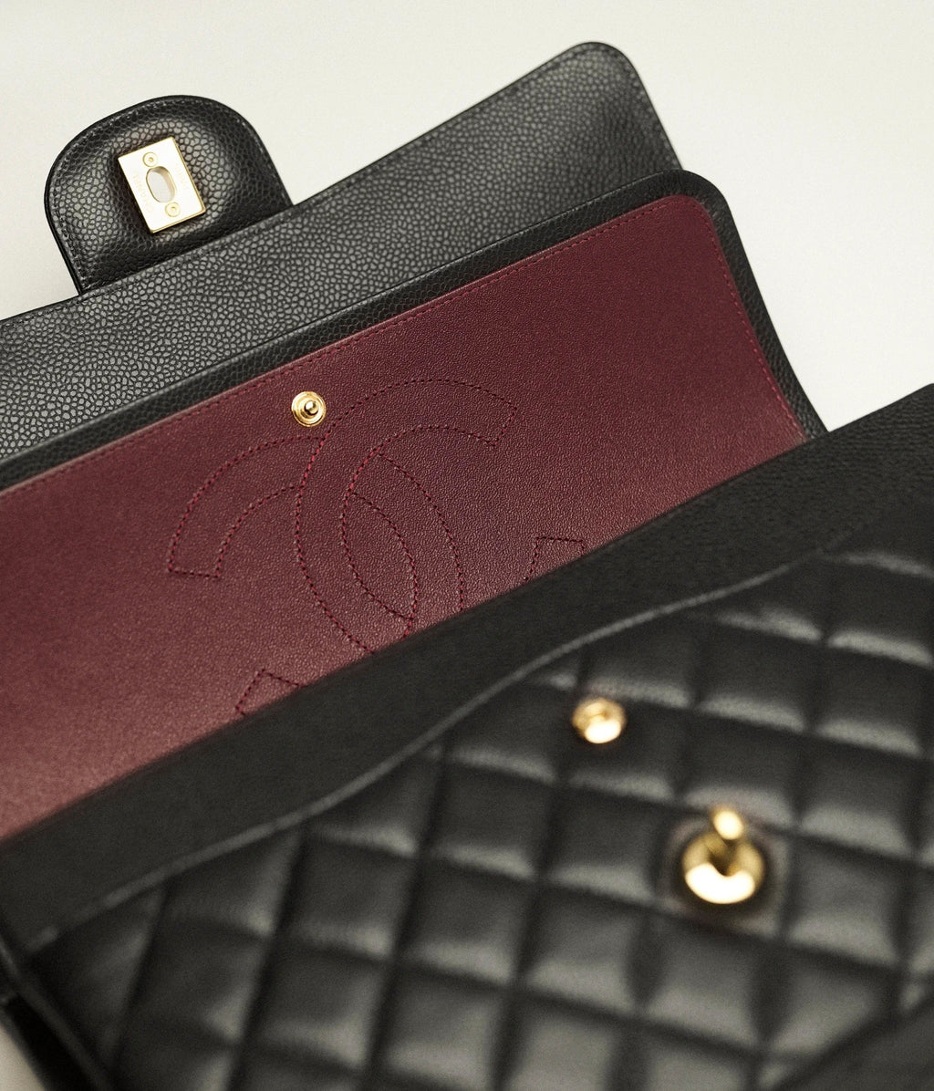 CHANEL CLASSIC CAVIAR QUILTED DOUBLE FLAP LARGE BAG