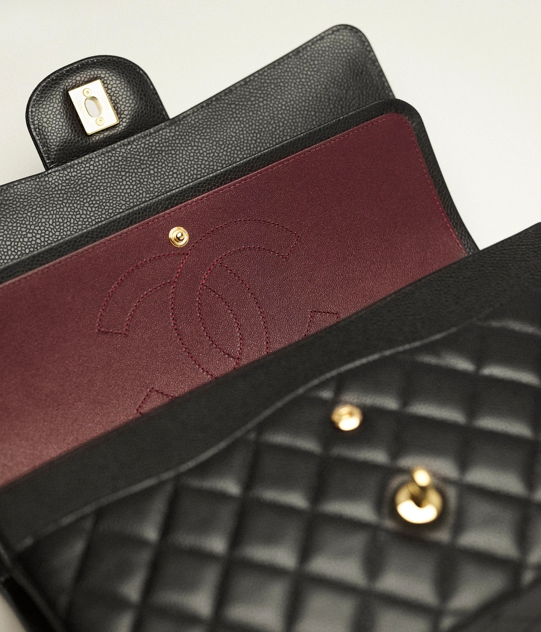 CHANEL CLASSIC CAVIAR QUILTED DOUBLE FLAP LARGE BAG