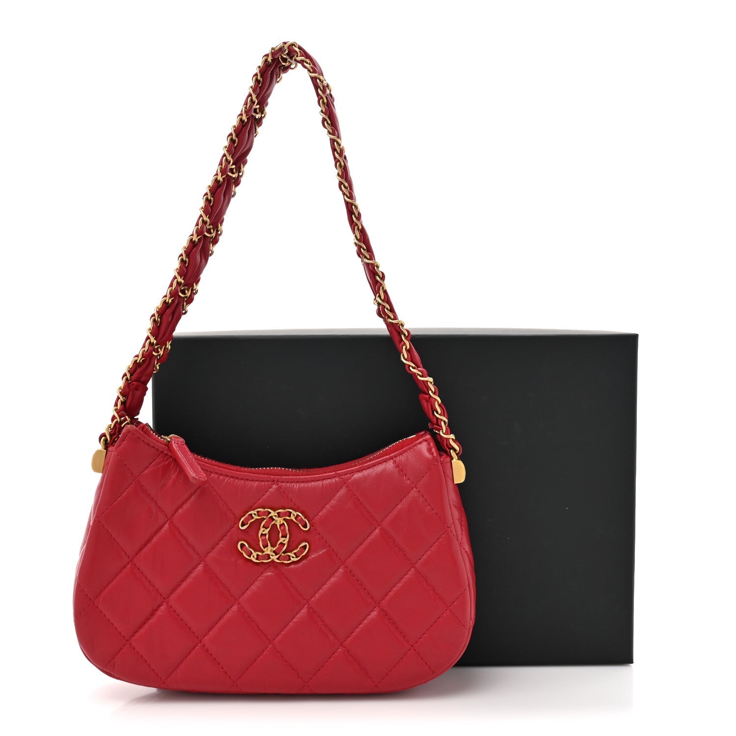 CHANEL CRUMPLED QUILTED CALFSKIN SMALL CHANEL 19 HOBO