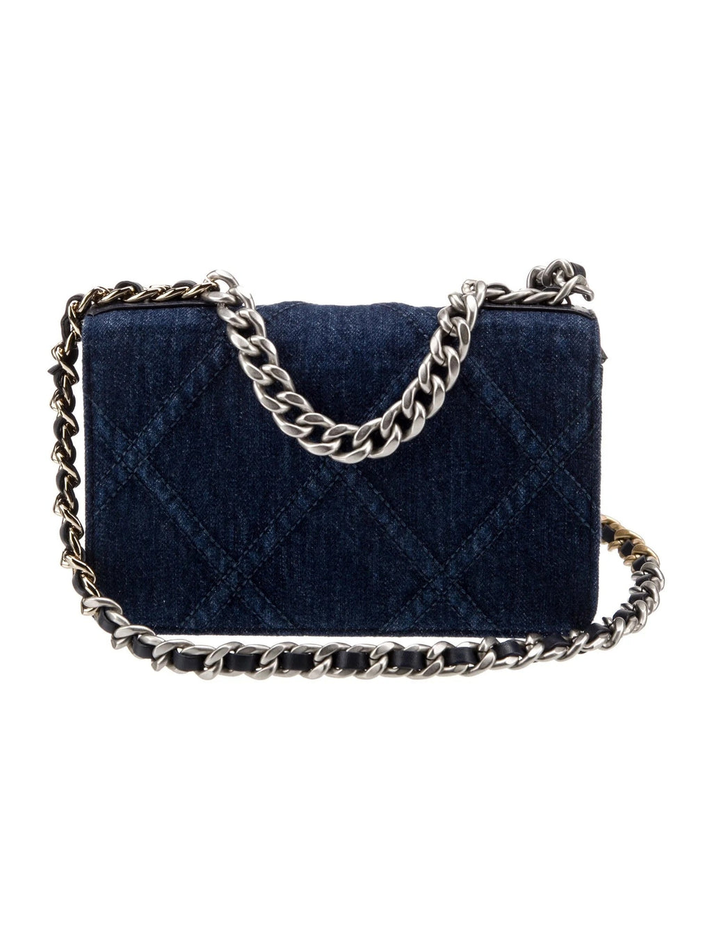 CHANEL DENIM QUILTED CHANEL 19 WALLET ON CHAIN