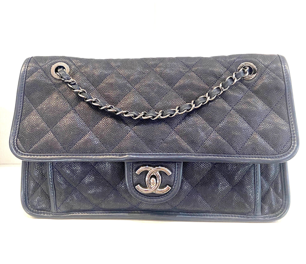 CHANEL FRENCH RIVIERA QUILTED CAVIAR MEDIUM FLAP BAG