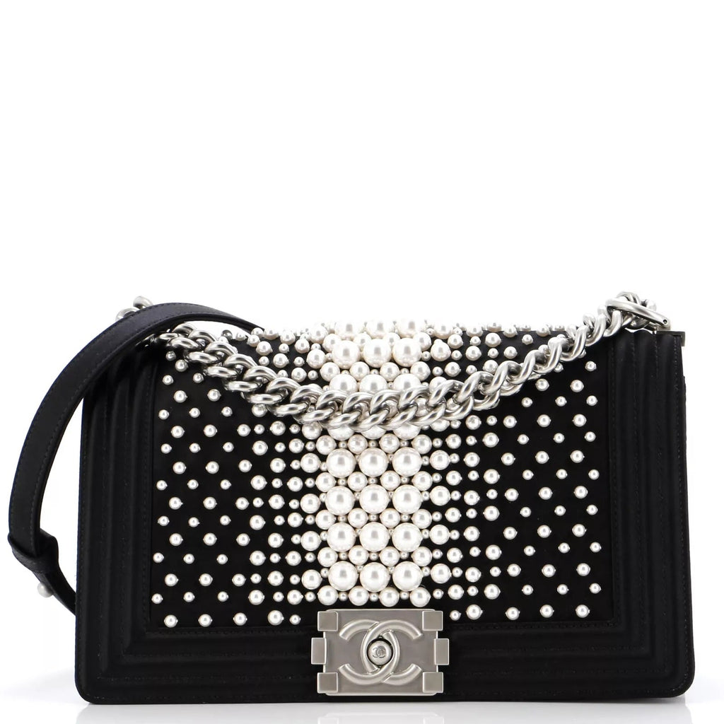CHANEL LIMITED EDITION FAUX PEARL MEDIUM BOY BAG