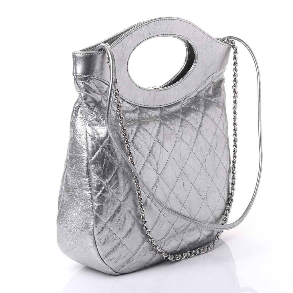 CHANEL METALLIC CRUMPLED CALFSKIN SMALL 31 SHOPPING TOTE BAG