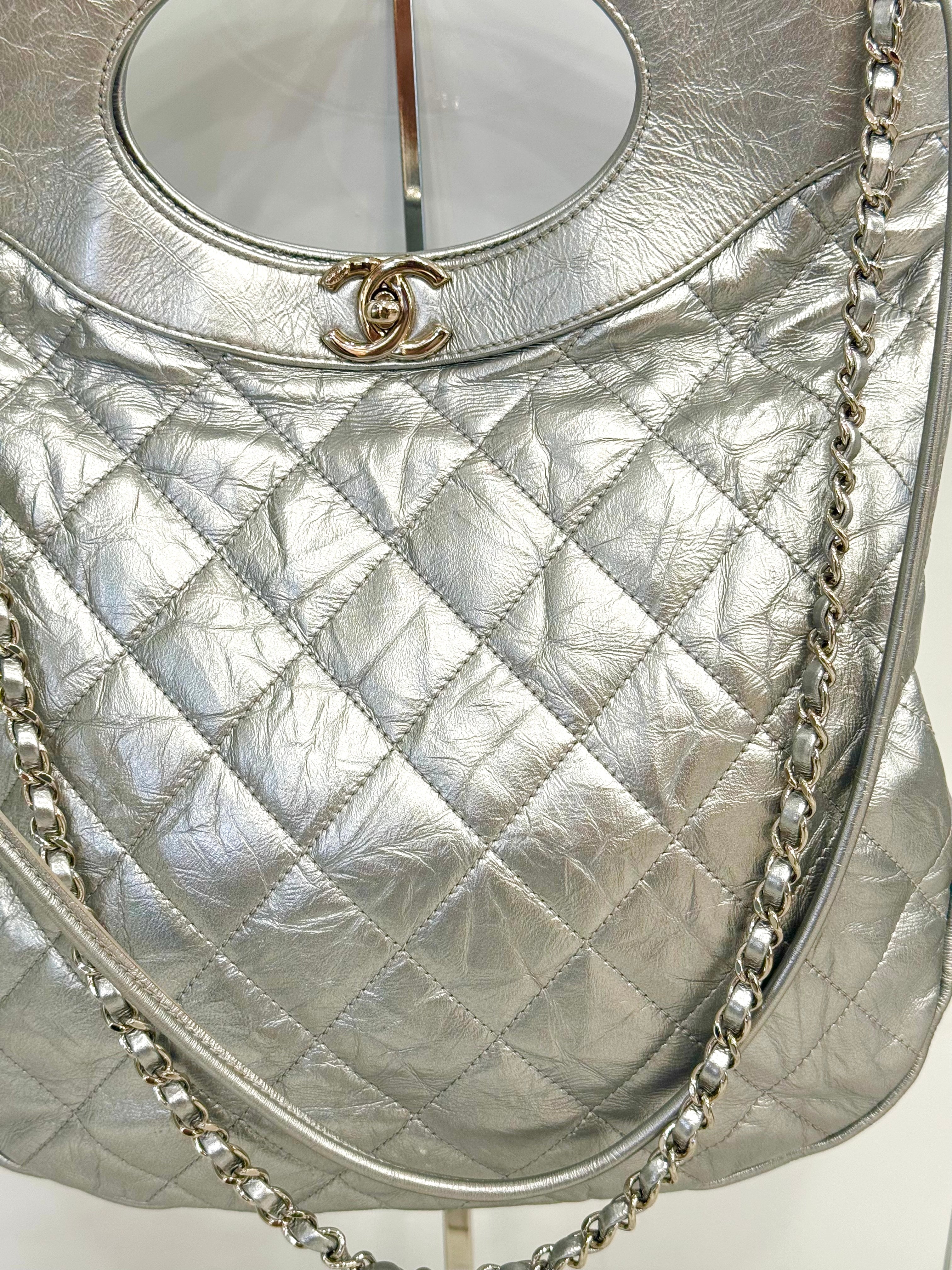 CHANEL METALLIC CRUMPLED CALFSKIN SMALL 31 SHOPPING TOTE BAG