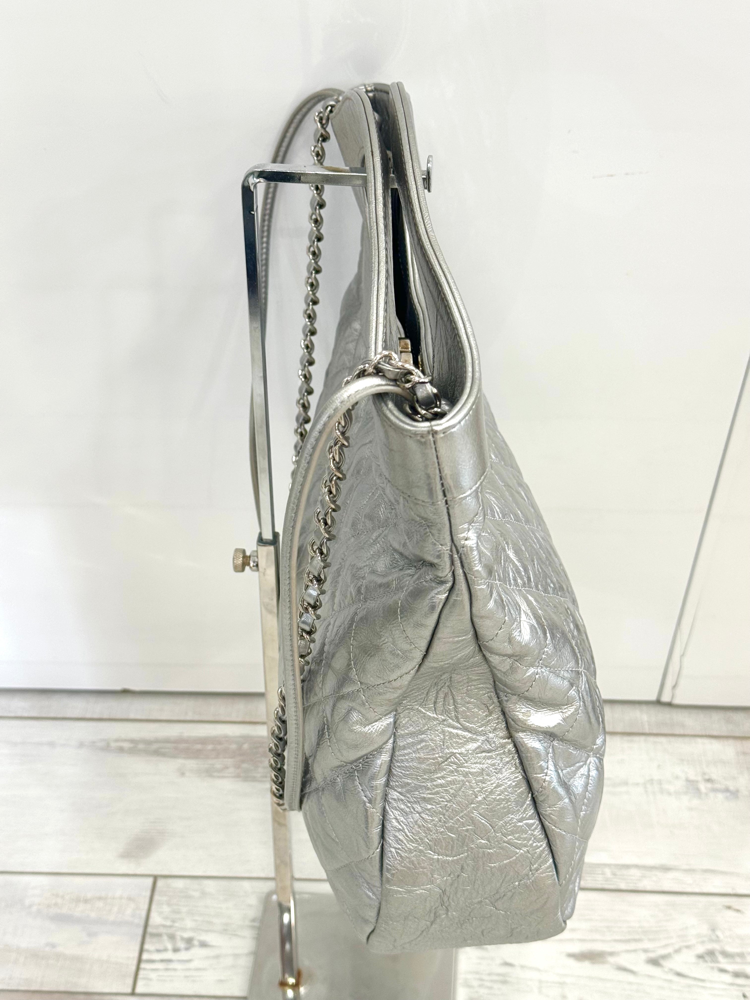 CHANEL METALLIC CRUMPLED CALFSKIN SMALL 31 SHOPPING TOTE BAG
