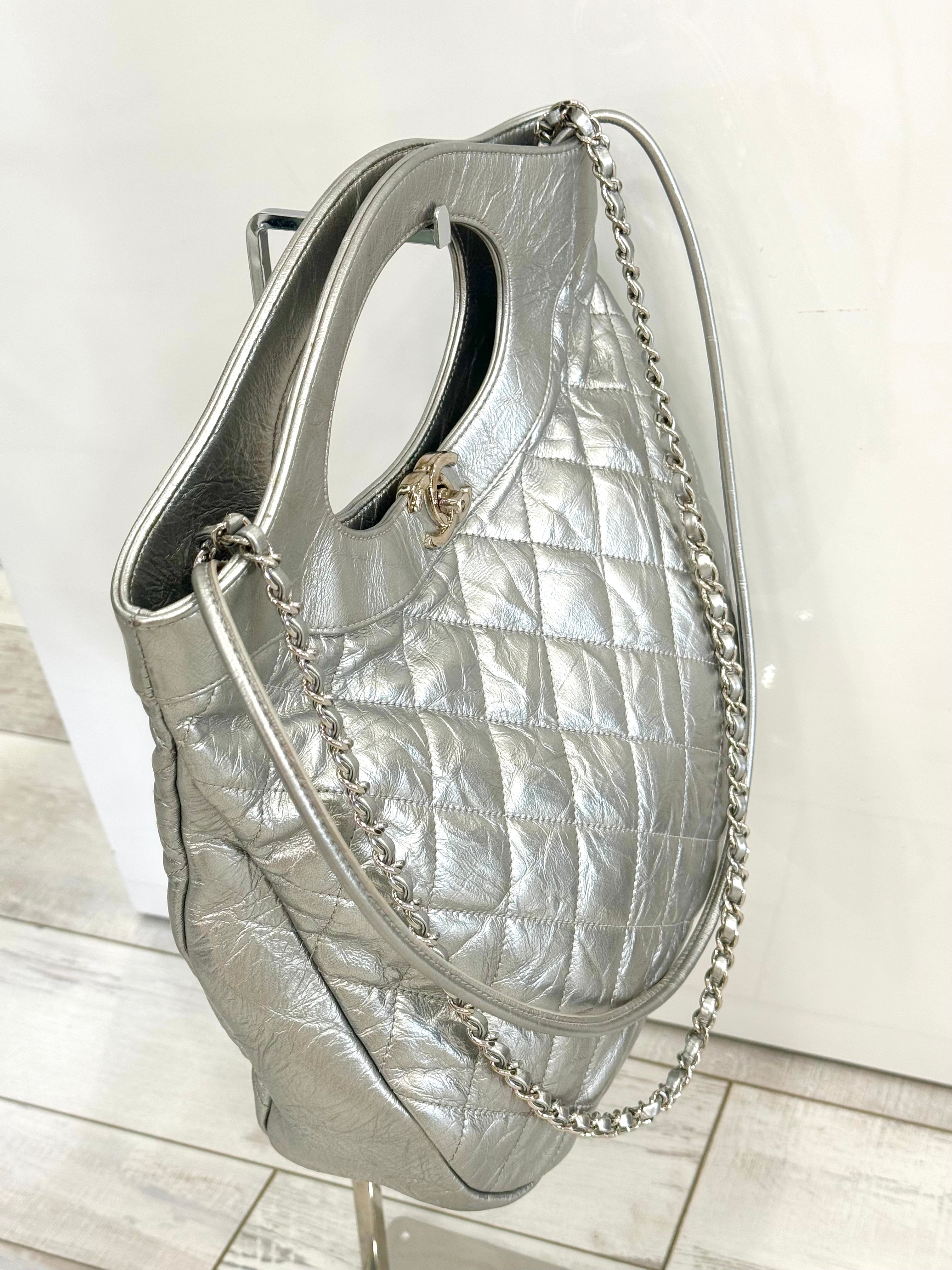CHANEL METALLIC CRUMPLED CALFSKIN SMALL 31 SHOPPING TOTE BAG