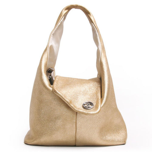 CHANEL CC METALLIC GOLD LAMBSKIN LEATHER HOBO BAG
