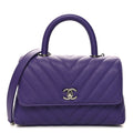 CHANEL MINI COCO HANDLE CHEVRON QUILTED CAVIAR LEATHER BAG