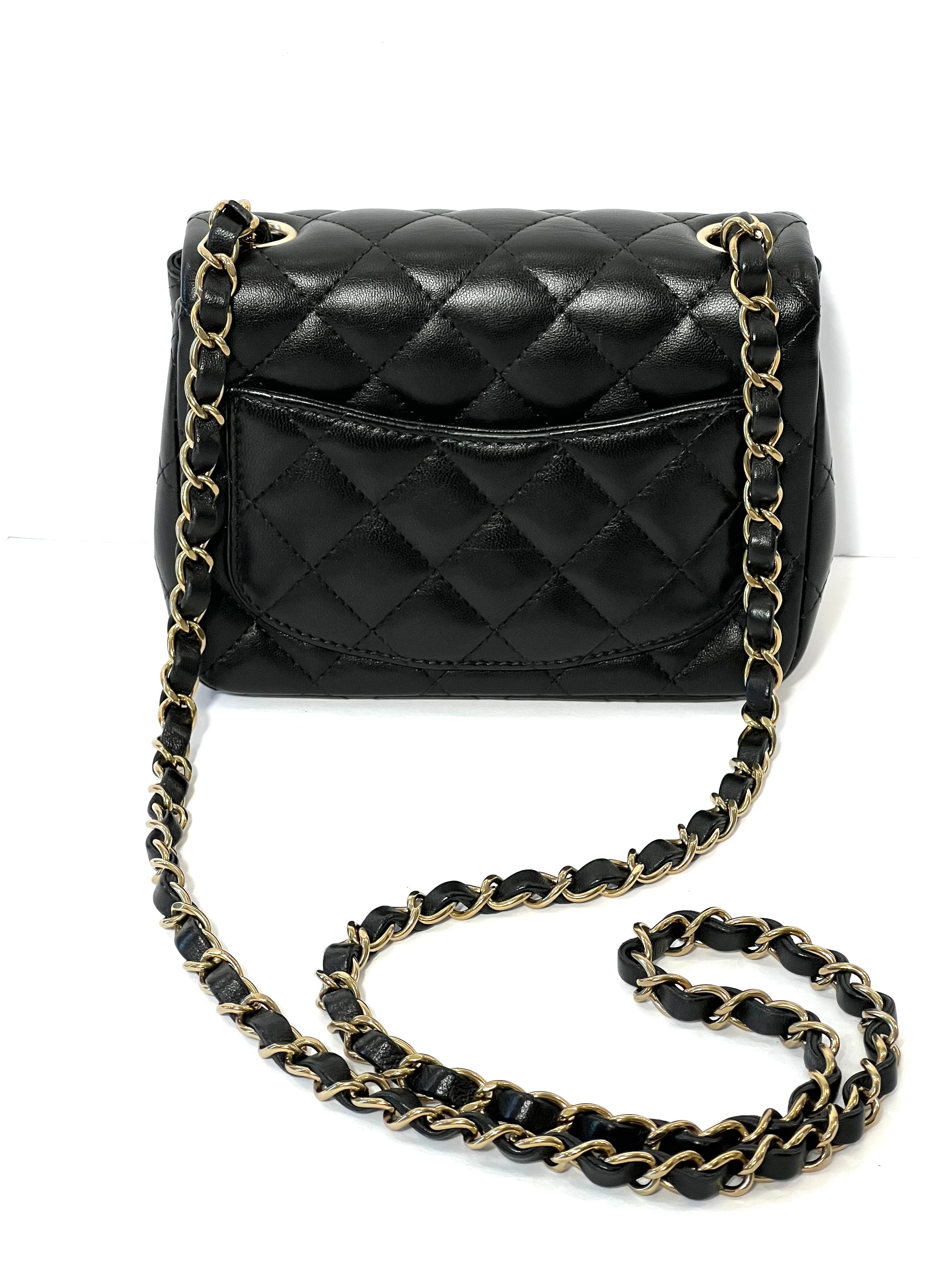 CHANEL SQUARE CLASSIC QUILTED LAMBSKIN MINI FLAP BAG