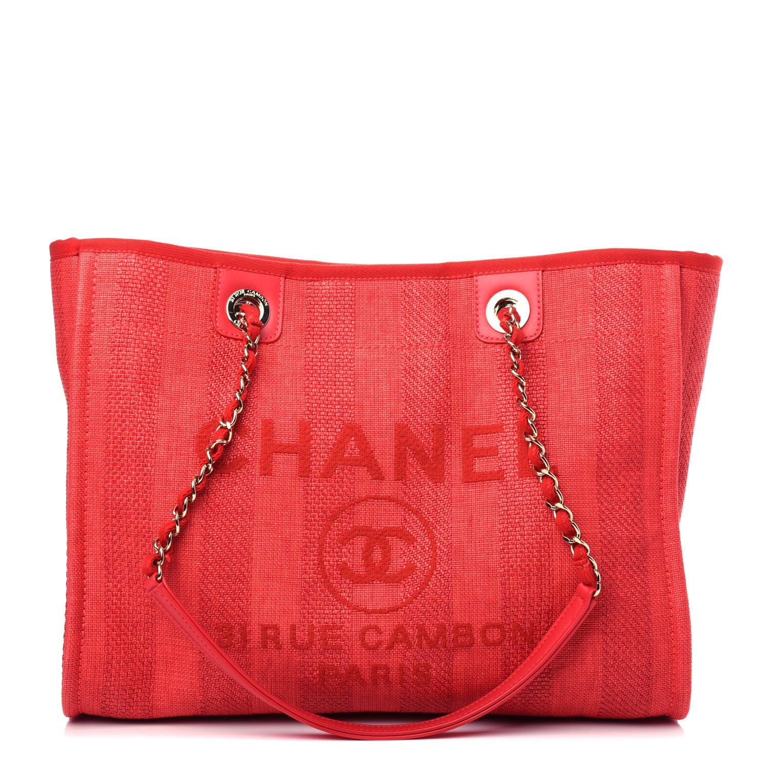 CHANEL Mixed Fibers Striped Deauville Tote