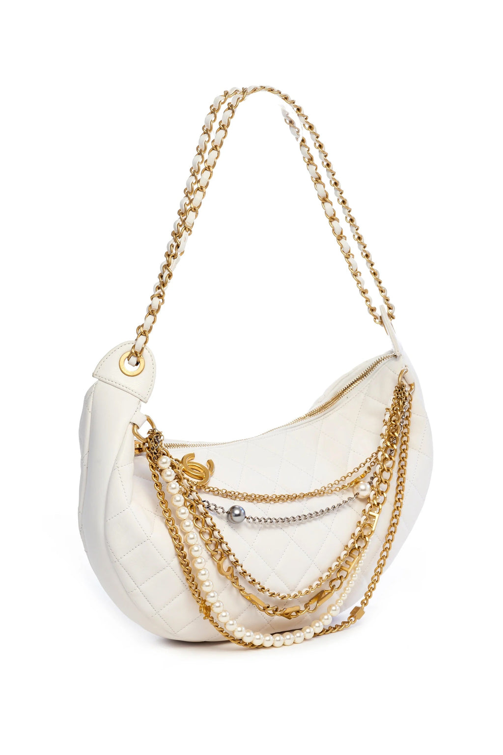 CHANEL PARIS NY ALL ABOUT CHAINS NAPPA LEATHER HOBO BAG