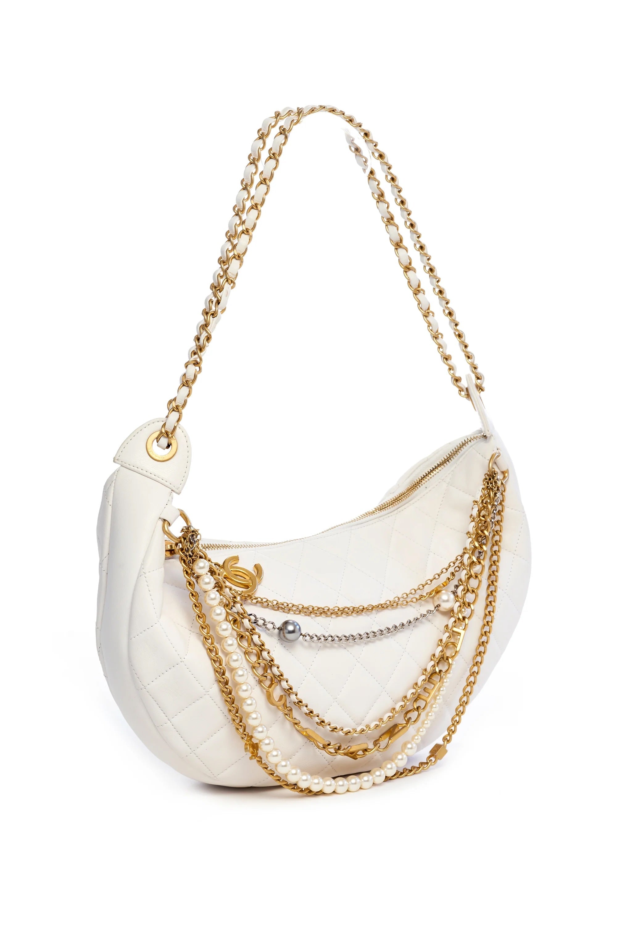 CHANEL PARIS NY ALL ABOUT CHAINS NAPPA LEATHER HOBO BAG