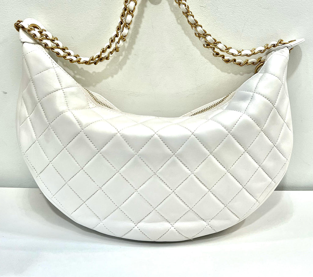 CHANEL PARIS NY ALL ABOUT CHAINS NAPPA LEATHER HOBO BAG
