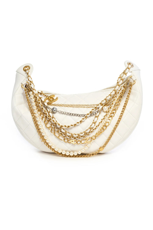CHANEL PARIS NY ALL ABOUT CHAINS NAPPA LEATHER HOBO BAG