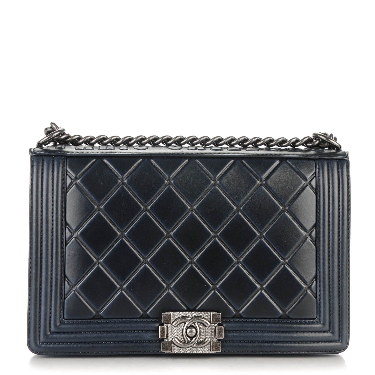 CHANEL PARIS SALZBURG CALFSKIN EMBOSSED BOY FLAP BAG