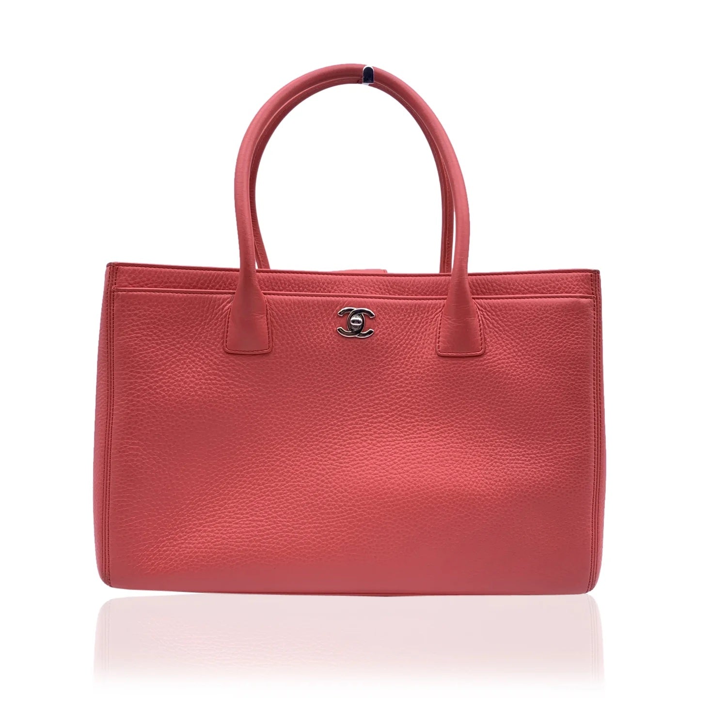 CHANEL PEBBLED LEATHER LARGE EXECUTIVE TOTE BAG WITH SHOULDER STRAP-HS