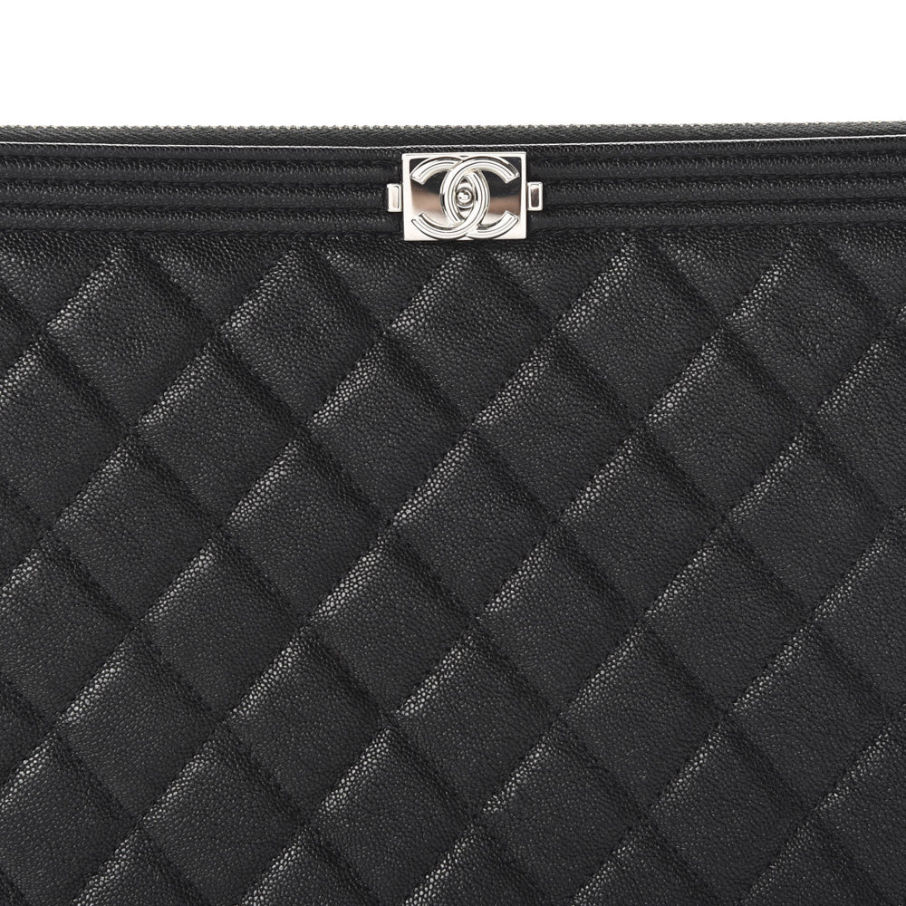 CHANEL CAVIAR QUILTED LEATHER BOY O-CASE CLUTCH BAG