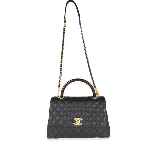 CHANEL CAVIAR QUILTED MEDIUM COCO TOP HANDLE FLAP BAG-HS