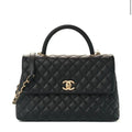 CHANEL CAVIAR QUILTED MEDIUM COCO TOP HANDLE FLAP BAG-HS