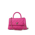 CHANEL CAVIAR QUILTED SMALL COCO HANDLE FLAP BAG IN PINK