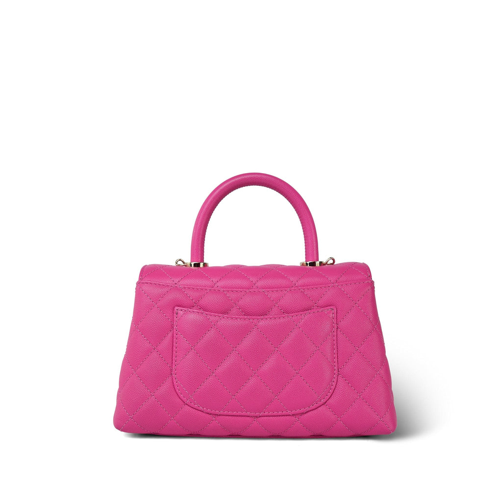 CHANEL CAVIAR QUILTED SMALL COCO HANDLE FLAP BAG IN PINK