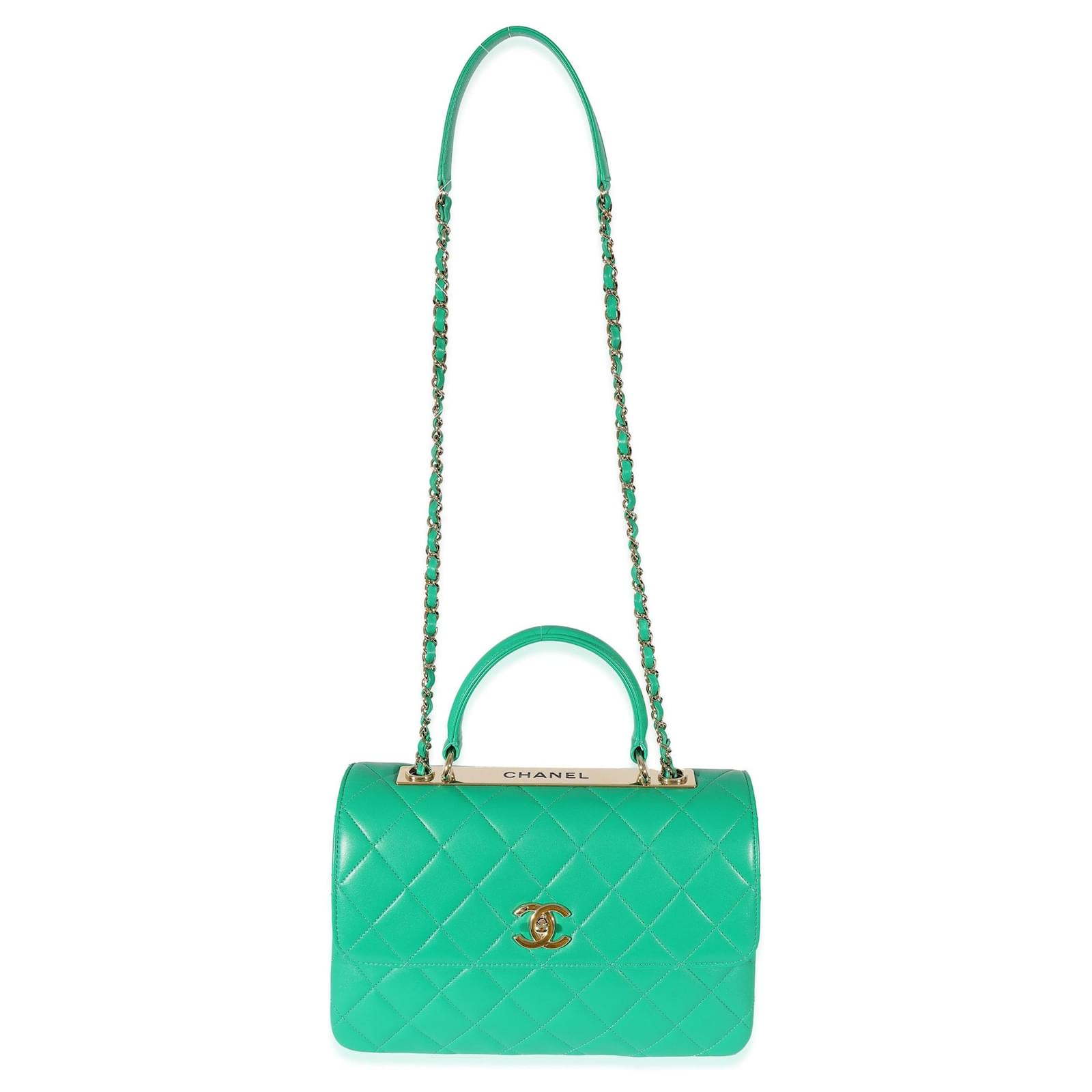 CHANEL QUILTED LAMBSKIN MEDIUM TOP-HANDLE TRENDY BAG