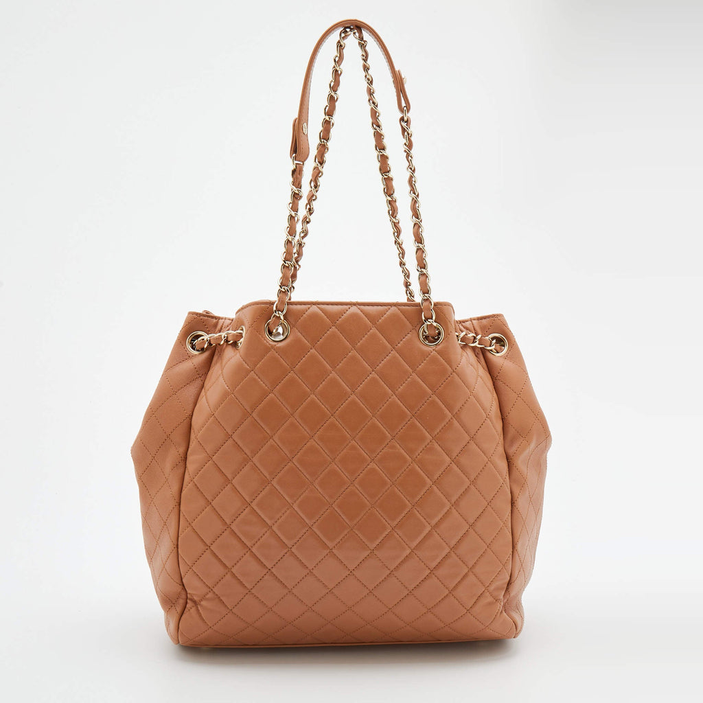 CHANEL QUILTED LAMBSKIN LEATHER CC LOCK DRAWSTRING BUCKET BAG