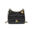 CHANEL CC SHINY CRUMPLED CALFSKIN QUILTED WAVY MEDIUM HOBO BAG