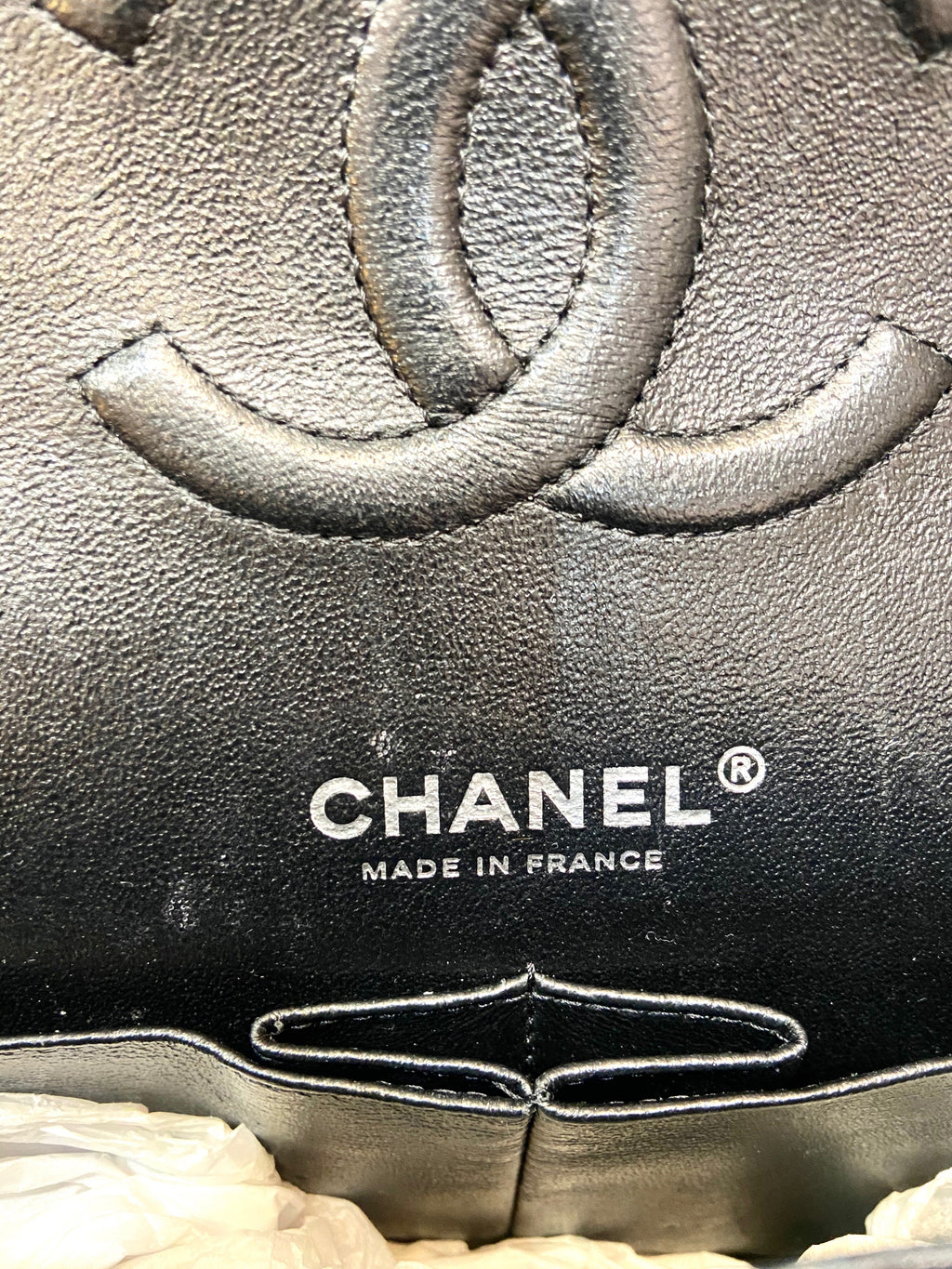 CHANEL SO BLACK QUILTED CRUMPLED CALFSKIN MEDIUM DOUBLE FLAP BAG