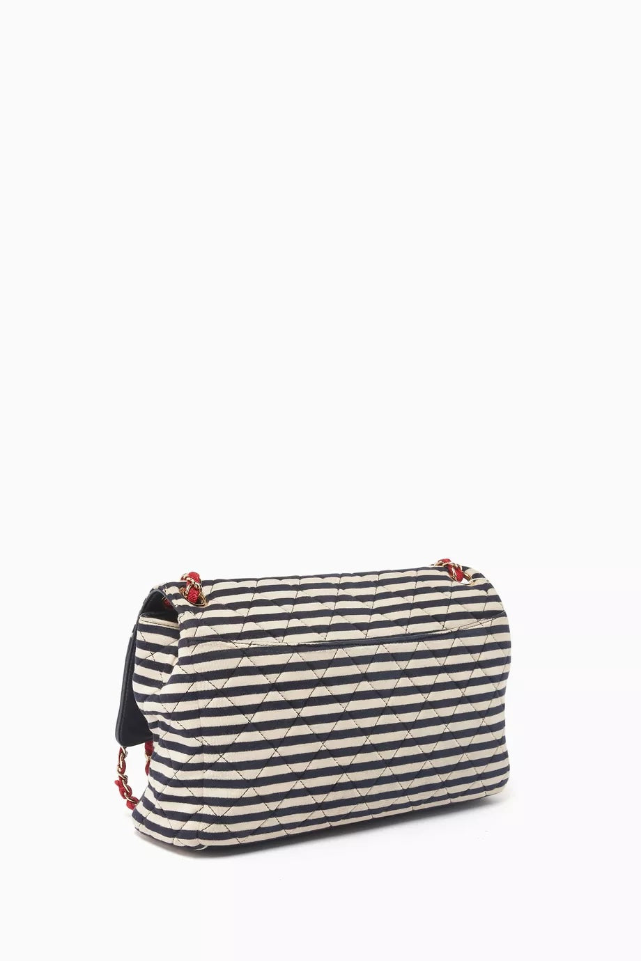 CHANEL STRIPED JERSEY LAMBSKIN COCO SAILOR SMALL BAG