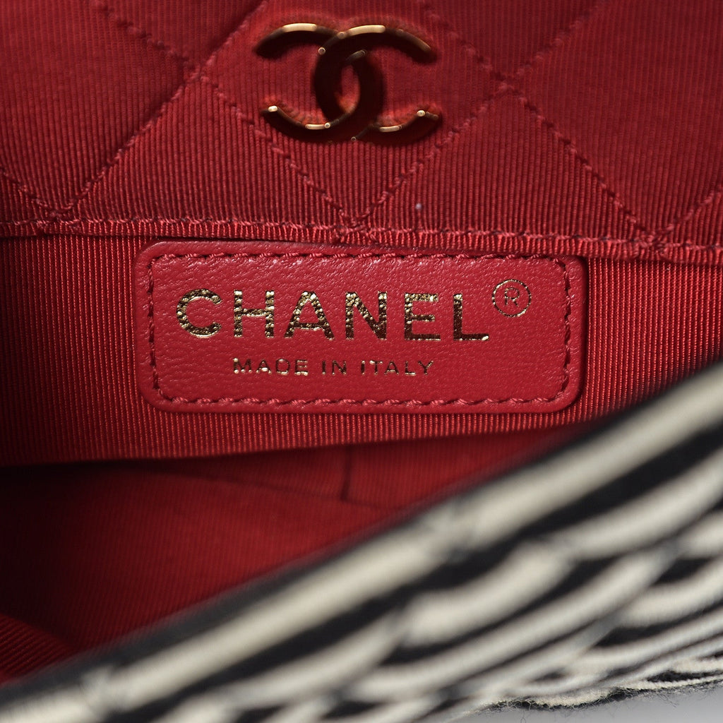 CHANEL STRIPED JERSEY LAMBSKIN COCO SAILOR SMALL BAG