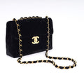 CHANEL QUILTED SUEDE SQUARE CLASSIC VINTAGE SINGLE FLAP BAG