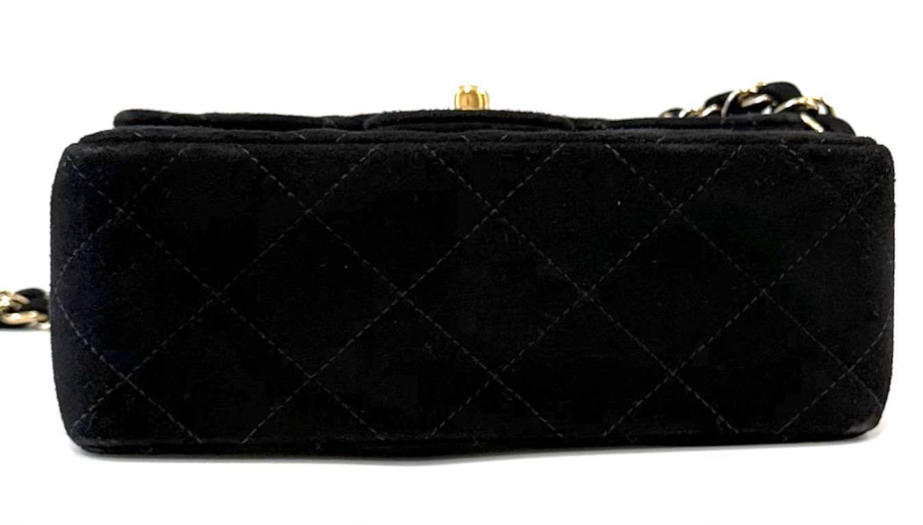 CHANEL QUILTED SUEDE SQUARE CLASSIC VINTAGE SINGLE FLAP BAG