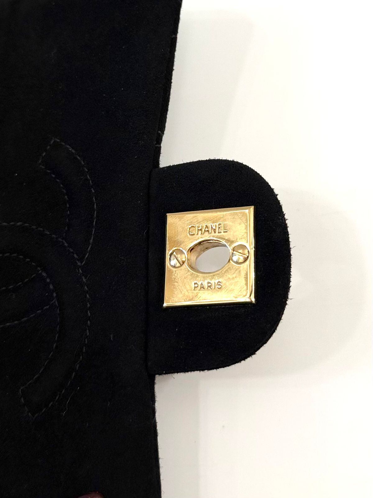 CHANEL QUILTED SUEDE SQUARE CLASSIC VINTAGE SINGLE FLAP BAG